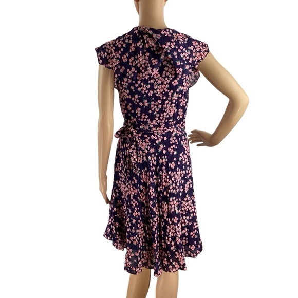Draper James RSVP Ruffle Wrap Dress Navy Floral XS - Picture 5 of 7